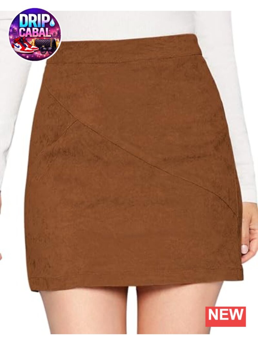 High Waist Faux Suede Mini Skirt Women A-Line